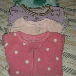 6 footed sleepers. Fleece. 12 month. Girls